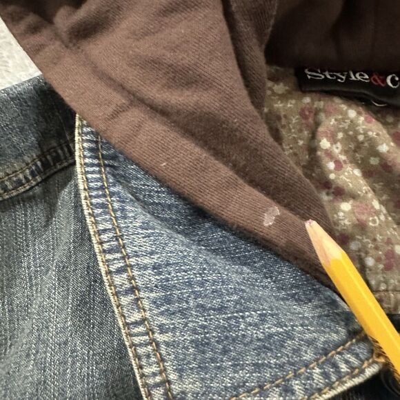 Style & Co Jacket Women's Medium - Large Hooded Distressed Denim Button - Picture 5 of 9